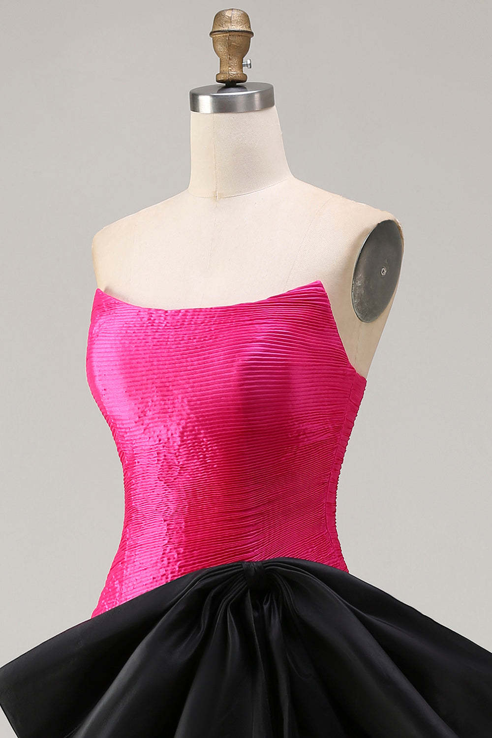 Fuchsia Mermaid Strapless Long Lace up Back Prom Dress with Bow