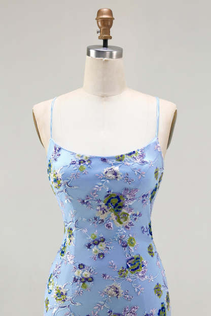 Sparkly Black and Purple Sequined Mermaid Floral Long Prom Dress with Slit