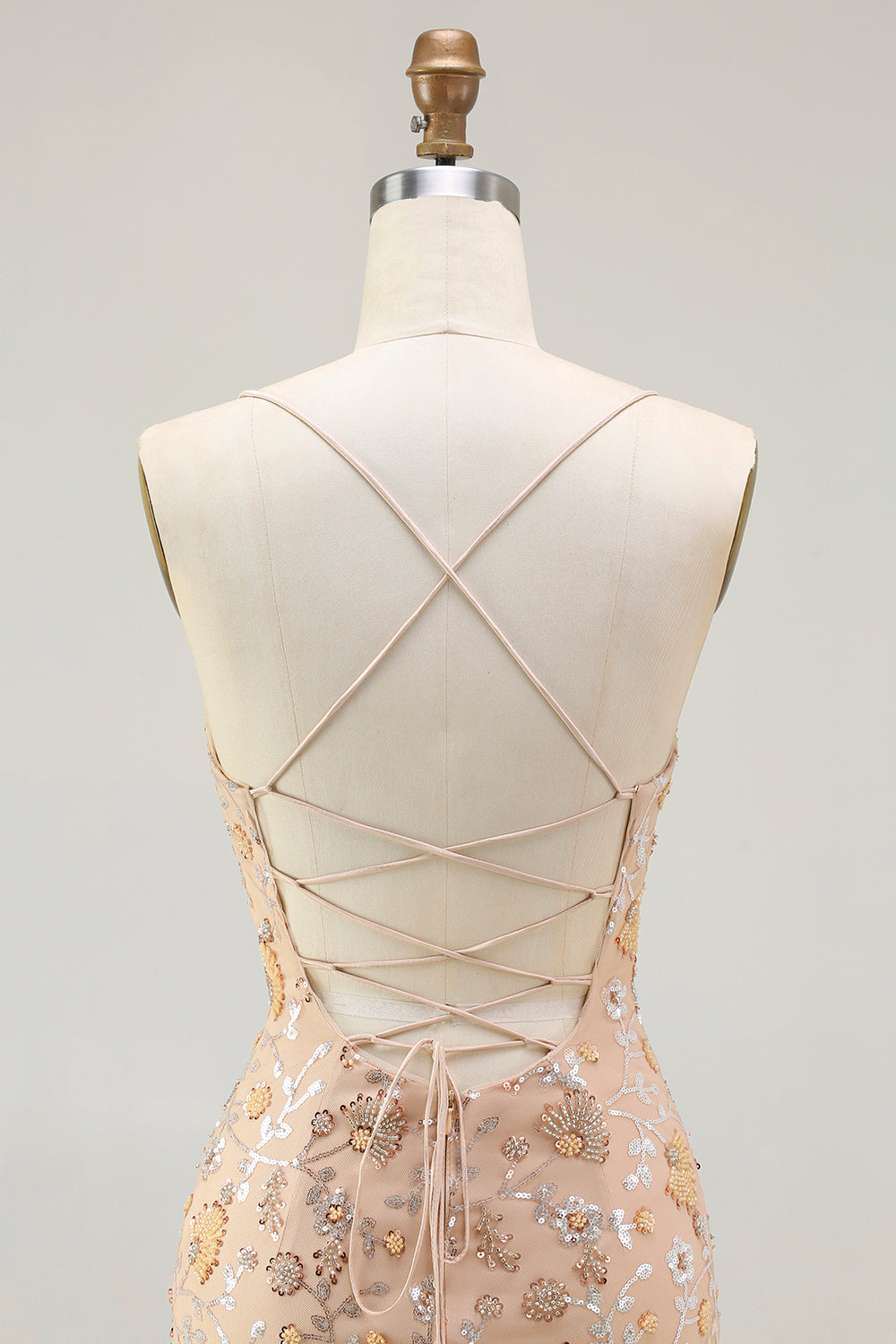 Sparkly Floral Purple Spaghetti Straps Mermaid Long Prom Dress with Slit