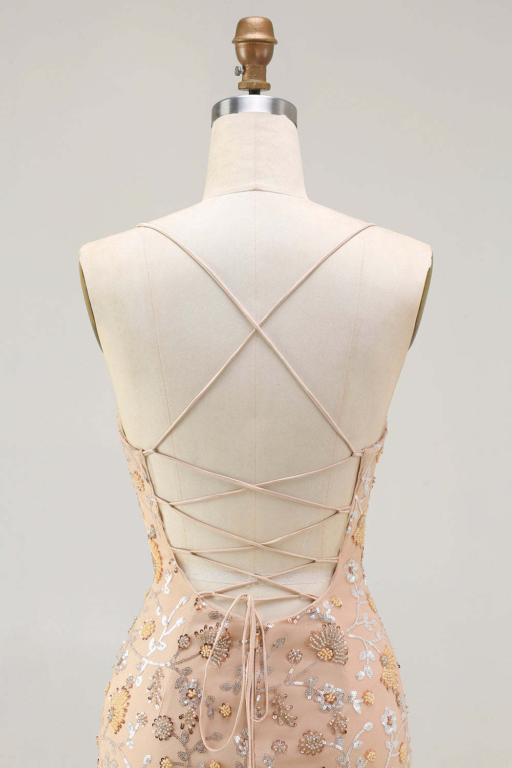 Sparkly Floral Purple Spaghetti Straps Mermaid Long Prom Dress with Slit