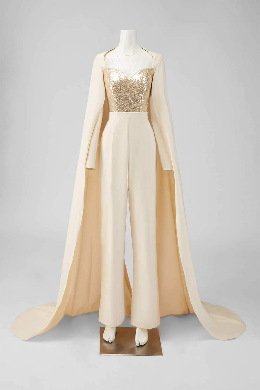 Cabernet Long Sleeves Mother of the Bride Jumpsuits with Cape