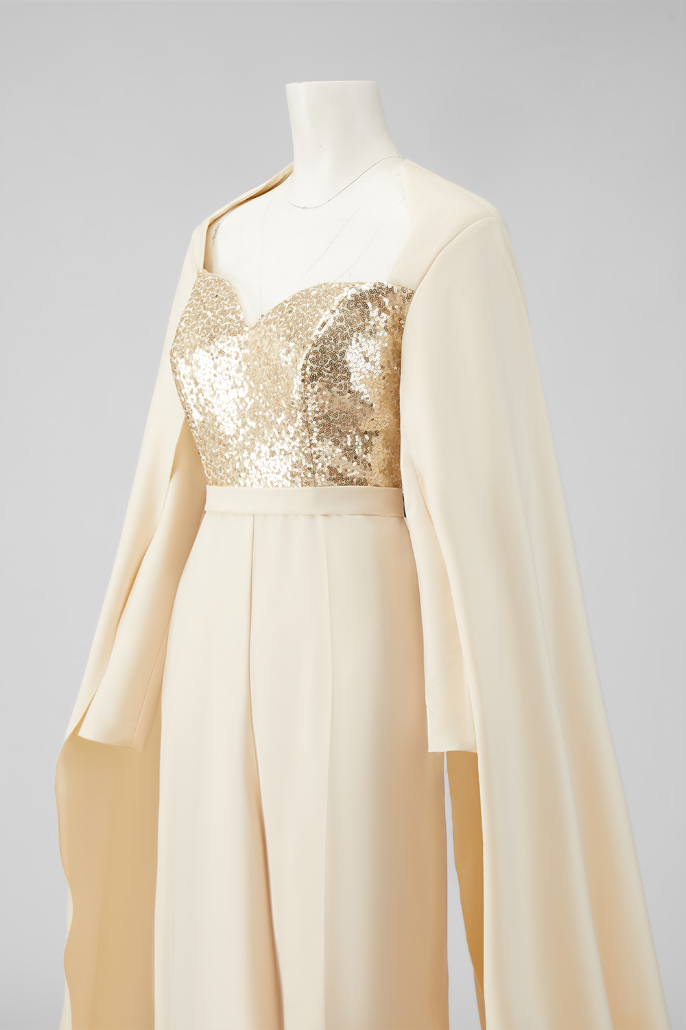 Cabernet Long Sleeves Mother of the Bride Jumpsuits with Cape