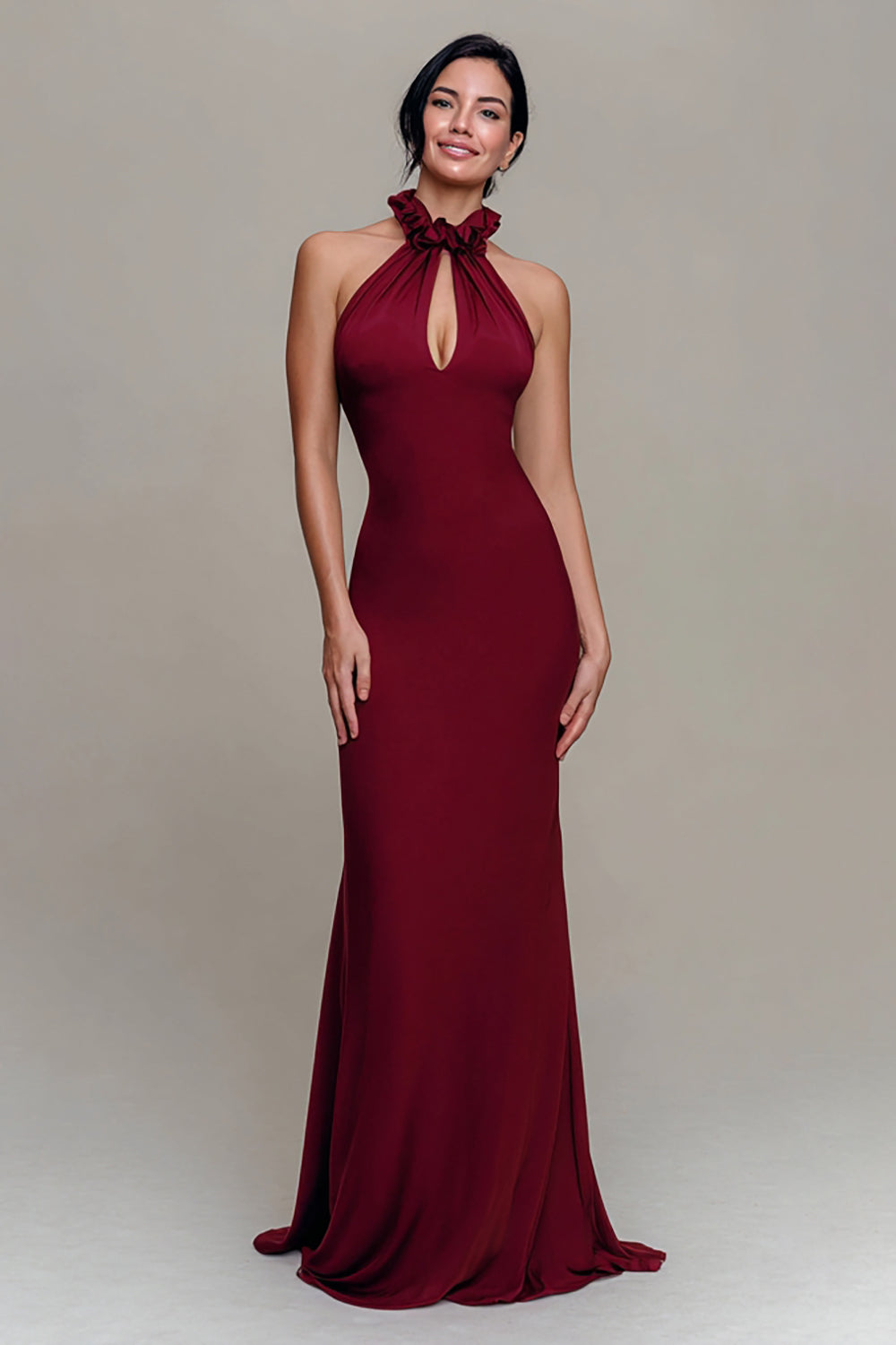 Leely Women Burgundy Long Mermaid Formal Dress High Neck Sleeveless Holiday Party Dress Leely Women Burgundy Long Mermaid Formal Dress High Neck Sleeveless Holiday Party Dress