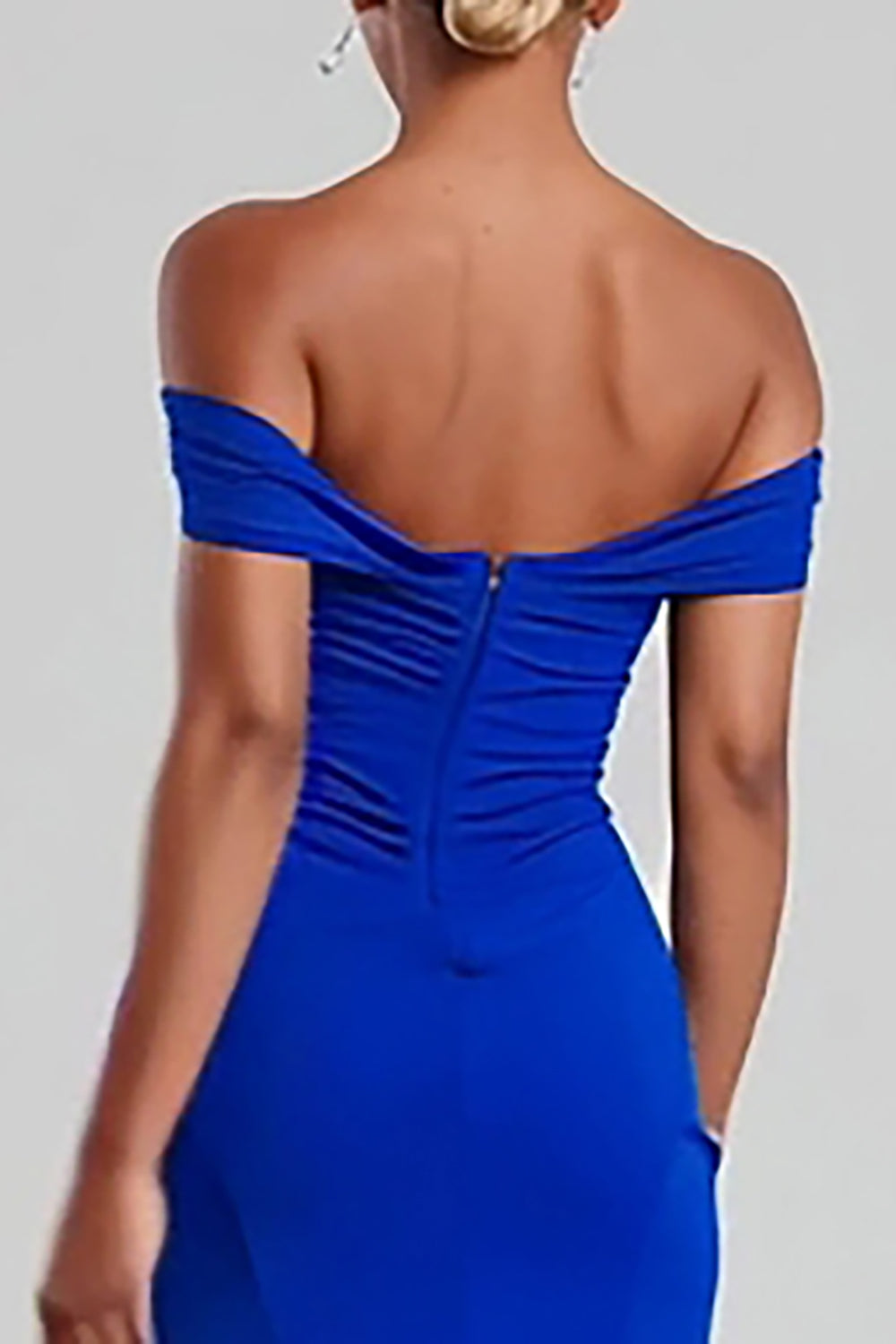 Royal Blue Mermaid Off the Shoulder Maxi Formal Dress with Slit