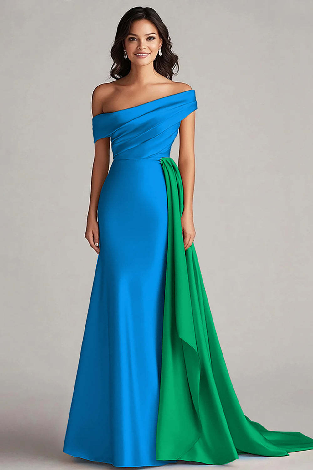 Patchwork Sweep Train A Line Black and White Dress