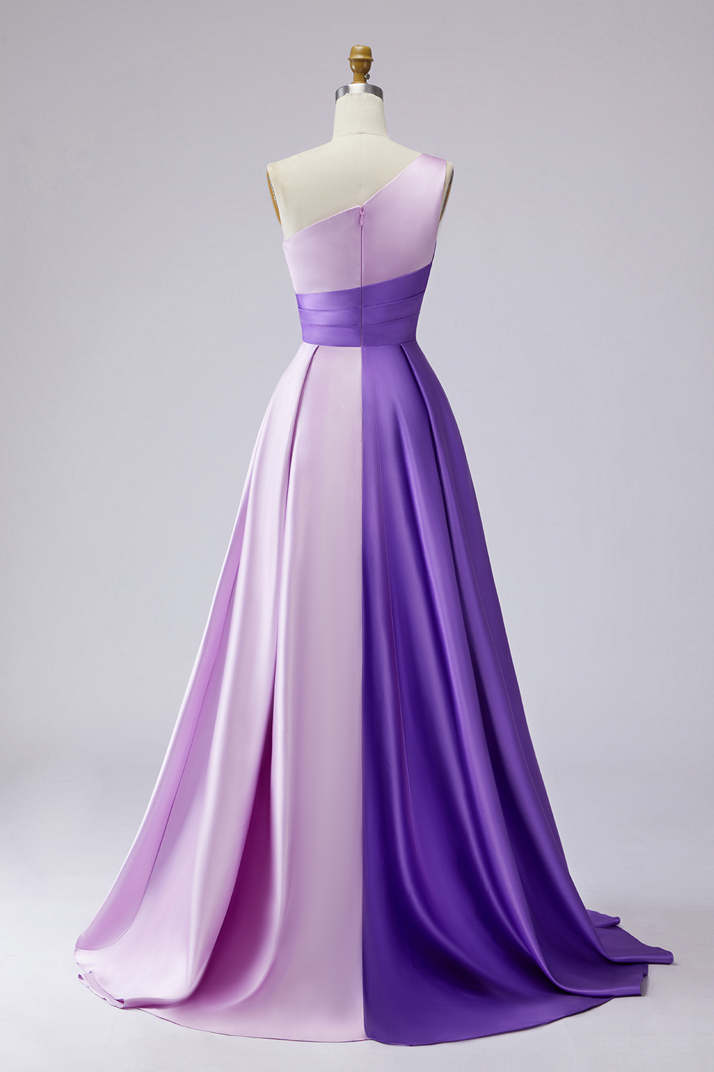 Pink Satin One Shoulder A Line Maxi Formal Dress