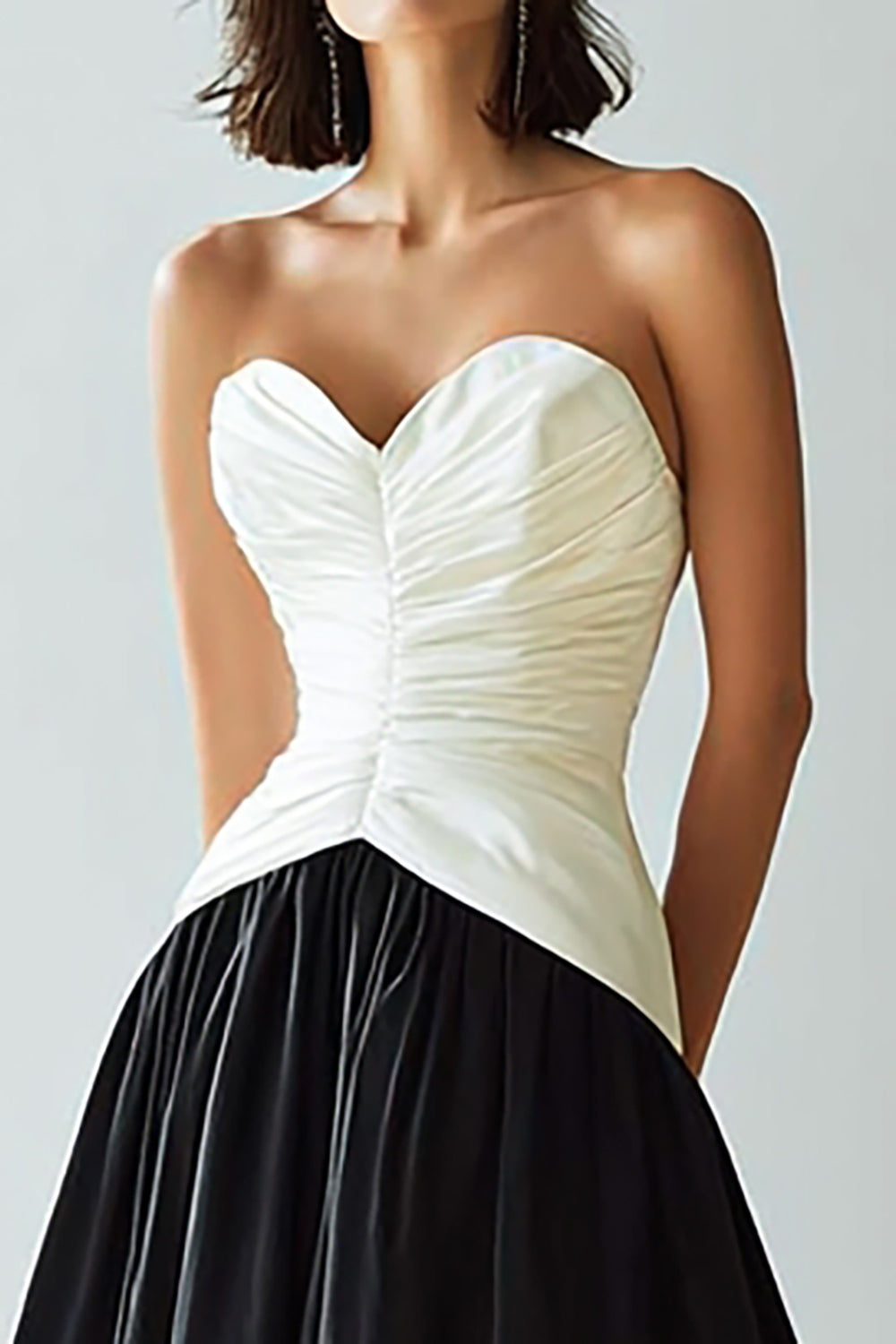 Simple Black and White Long Sweetheart A Line Formal Dress
