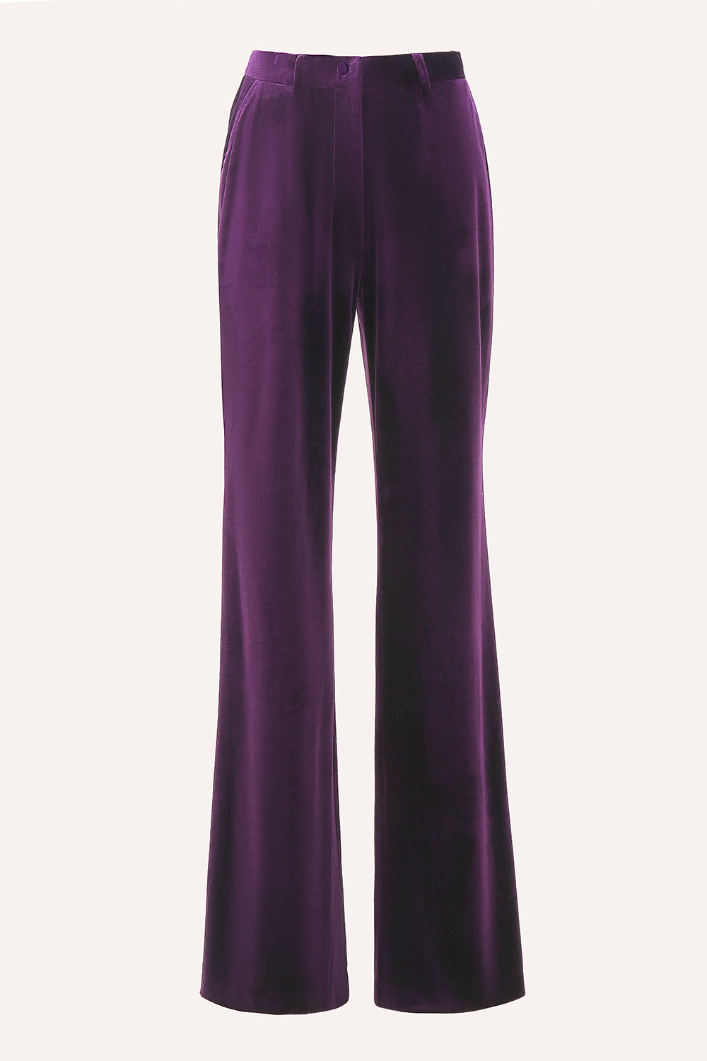 Plum 2 Piece Peak Lapel Velvet Long Prom Suits with Pockets