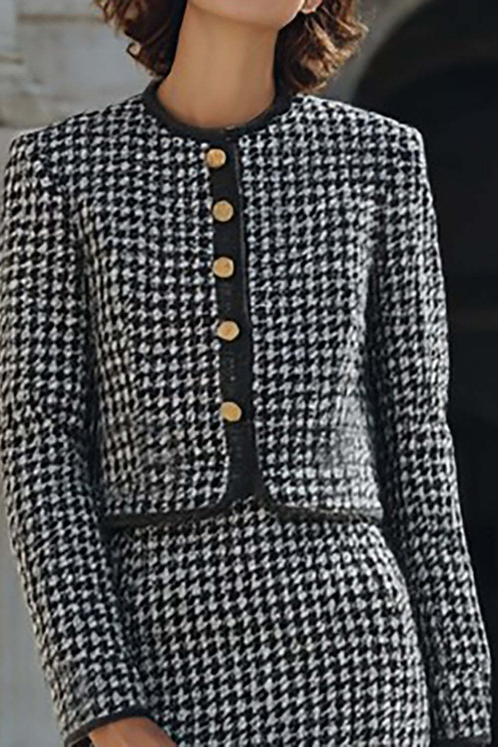 Grey Single Breasted 2 Piece Pencil Midi Tweed Outfits