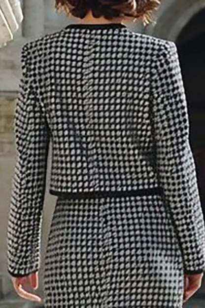 Grey Single Breasted 2 Piece Pencil Midi Tweed Outfits