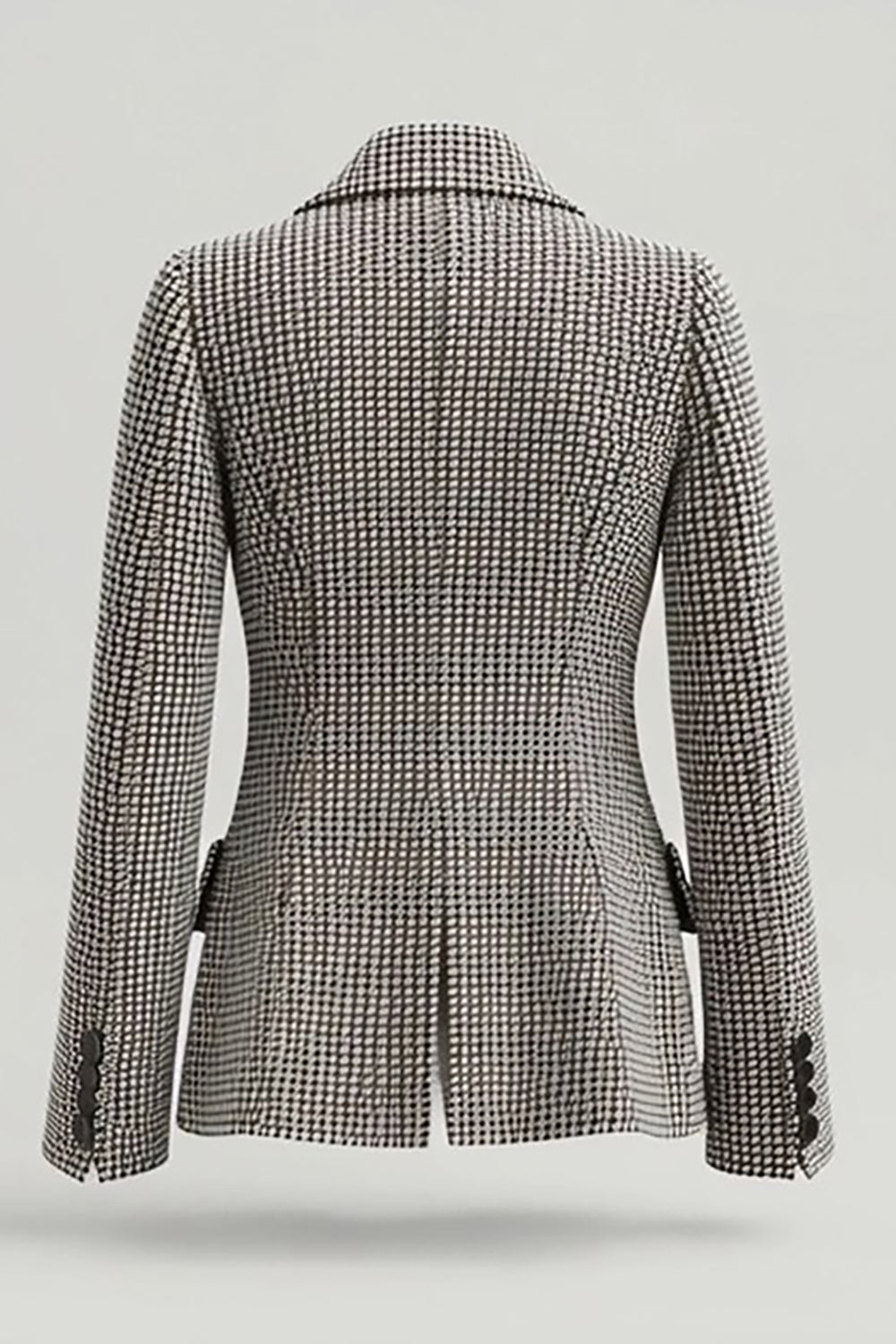 Grey Notched Lapel Single Breasted Tweed Work Blazer