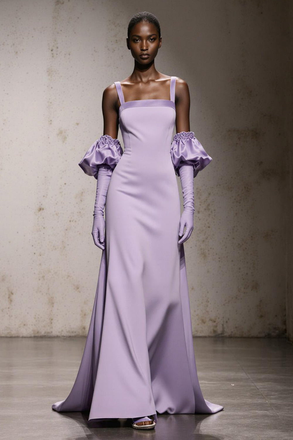 Light Purple Mermaid Thick Straps Long Formal Dress