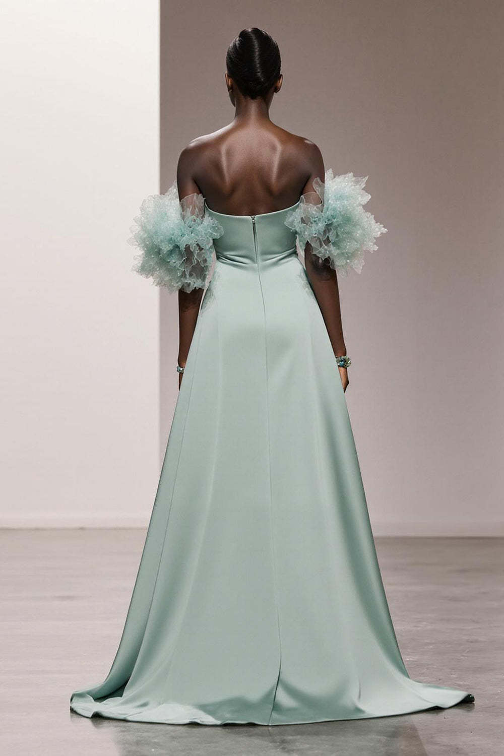 Mint Green Mermaid Strapless Satin Long Formal Dress