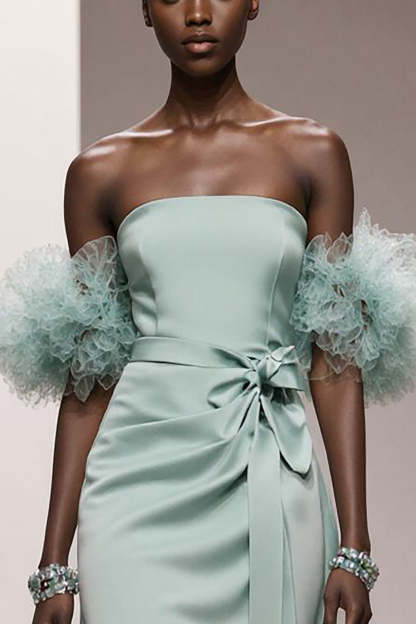 Mint Green Mermaid Strapless Satin Long Formal Dress