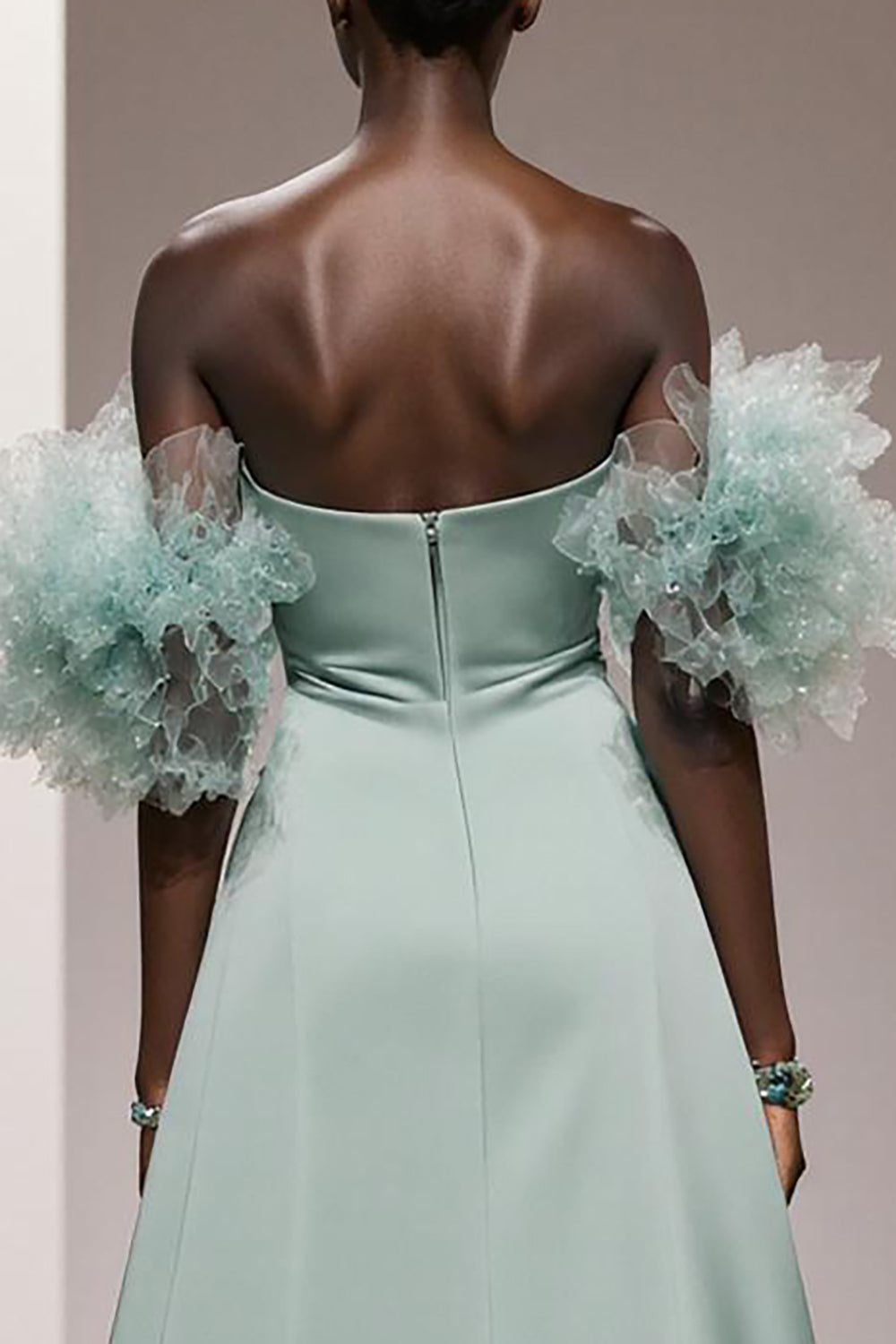 Mint Green Mermaid Strapless Satin Long Formal Dress