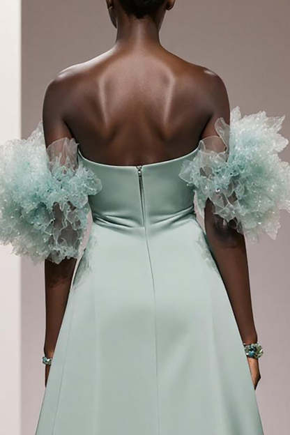 Mint Green Mermaid Strapless Satin Long Formal Dress