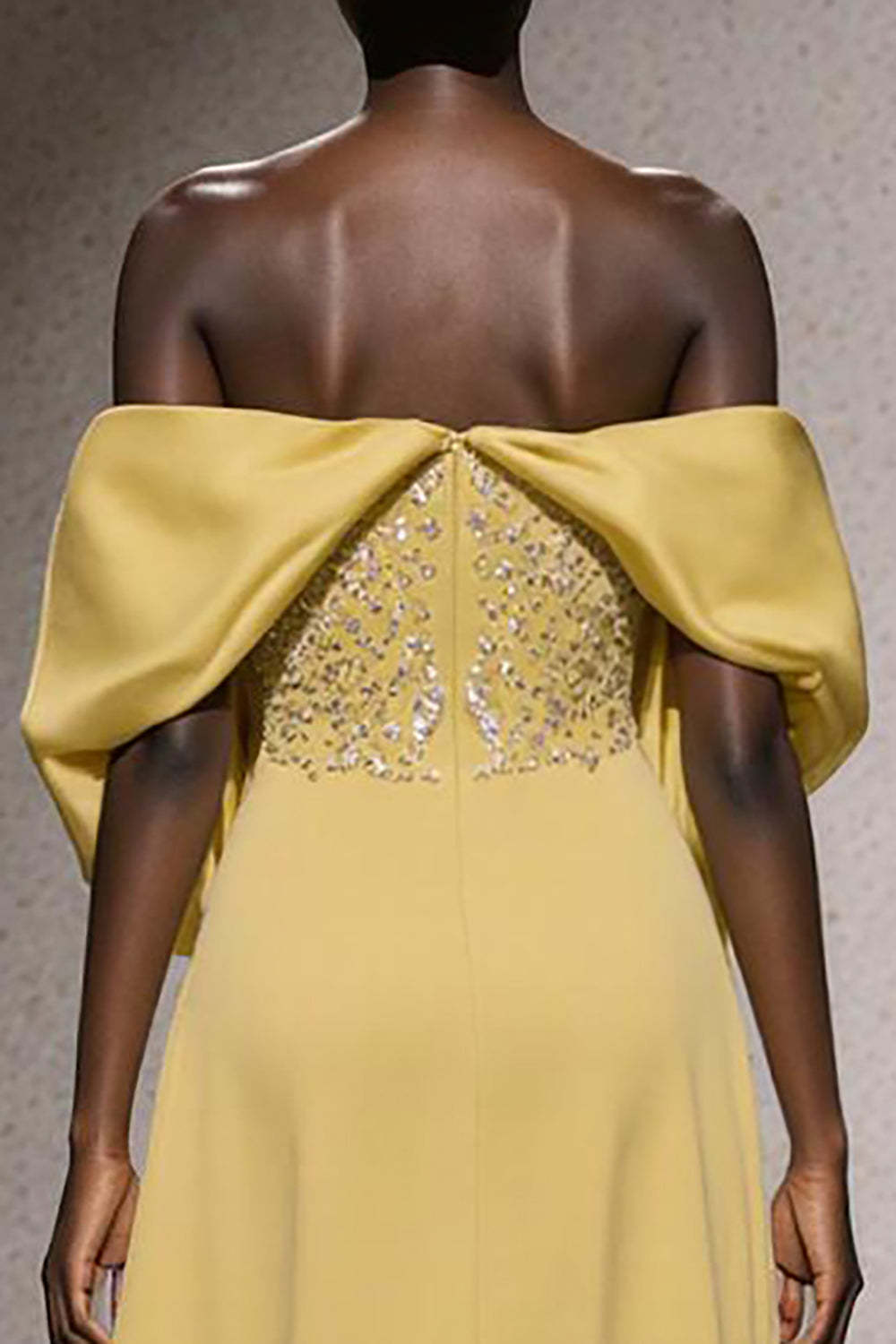 Sparkly Daffodil Off the Shoulder Mermaid Maxi Evening Dress with Sequins