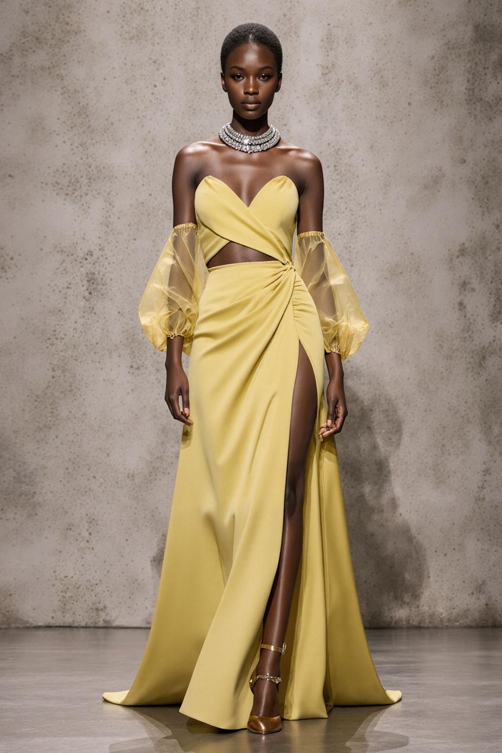 green emerald velvet dress Yellow Bridesmaid Wedding Guest Dress with Short Sleeves – loveangeldress main image 0