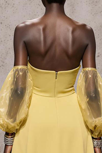 Daffodil Mermaid Sweetheart Satin Long Formal Dress with Sleeves