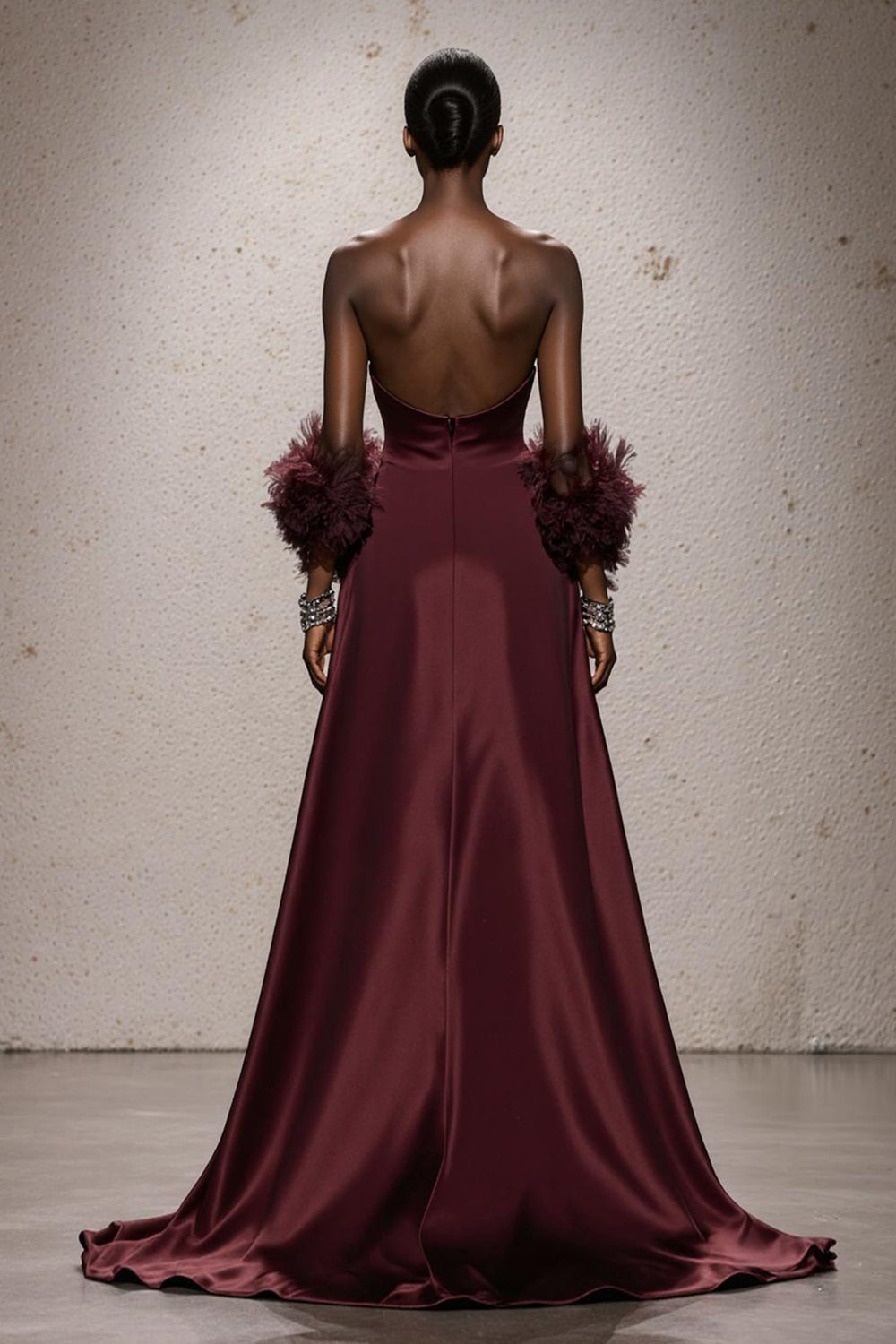 Burgundy Satin Sweetheart Ruched Mermaid Long Formal Dress