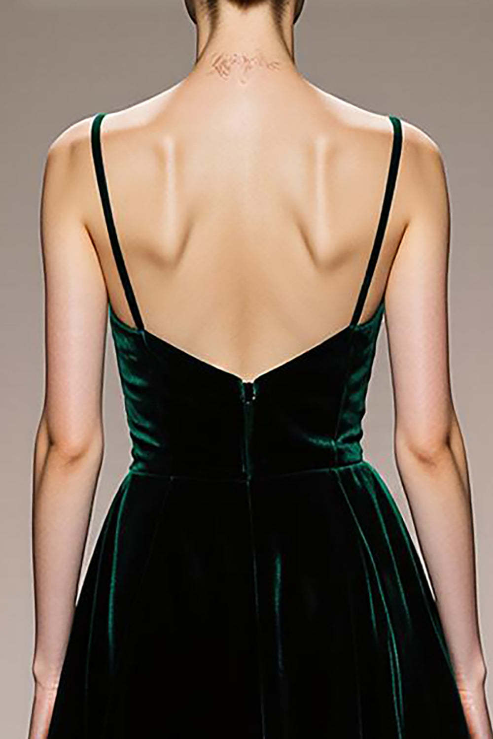 Dark Green Velvet Spaghetti Straps Maxi Formal Dress with Slit