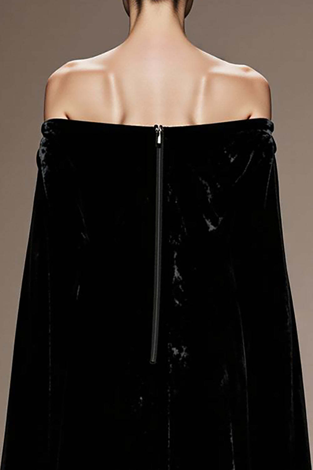 Black Velvet Off the Shoulder Long Evening Dress with Sleeves