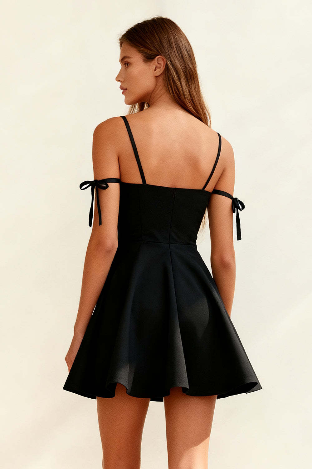 Black A Line Spaghetti Straps Short Cocktail Dress