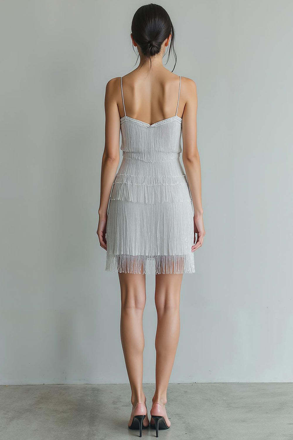 Silver Sweetheart Bodycon Short Fringe Homecoming Dress