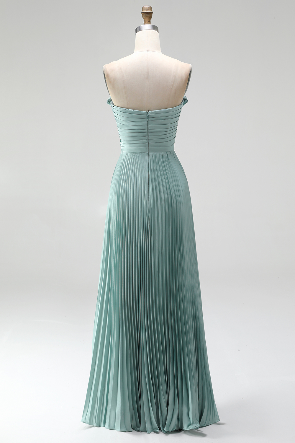 White Sheath Pleated Strapless Maxi Wedding Reception Dress