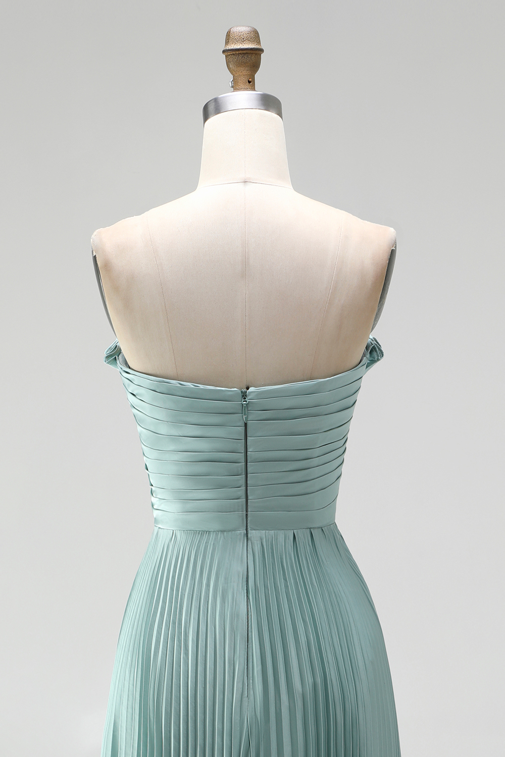 White Sheath Pleated Strapless Maxi Wedding Reception Dress