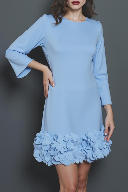 Light Blue Short Ruffled Short Homecoming Dress with Sleeves