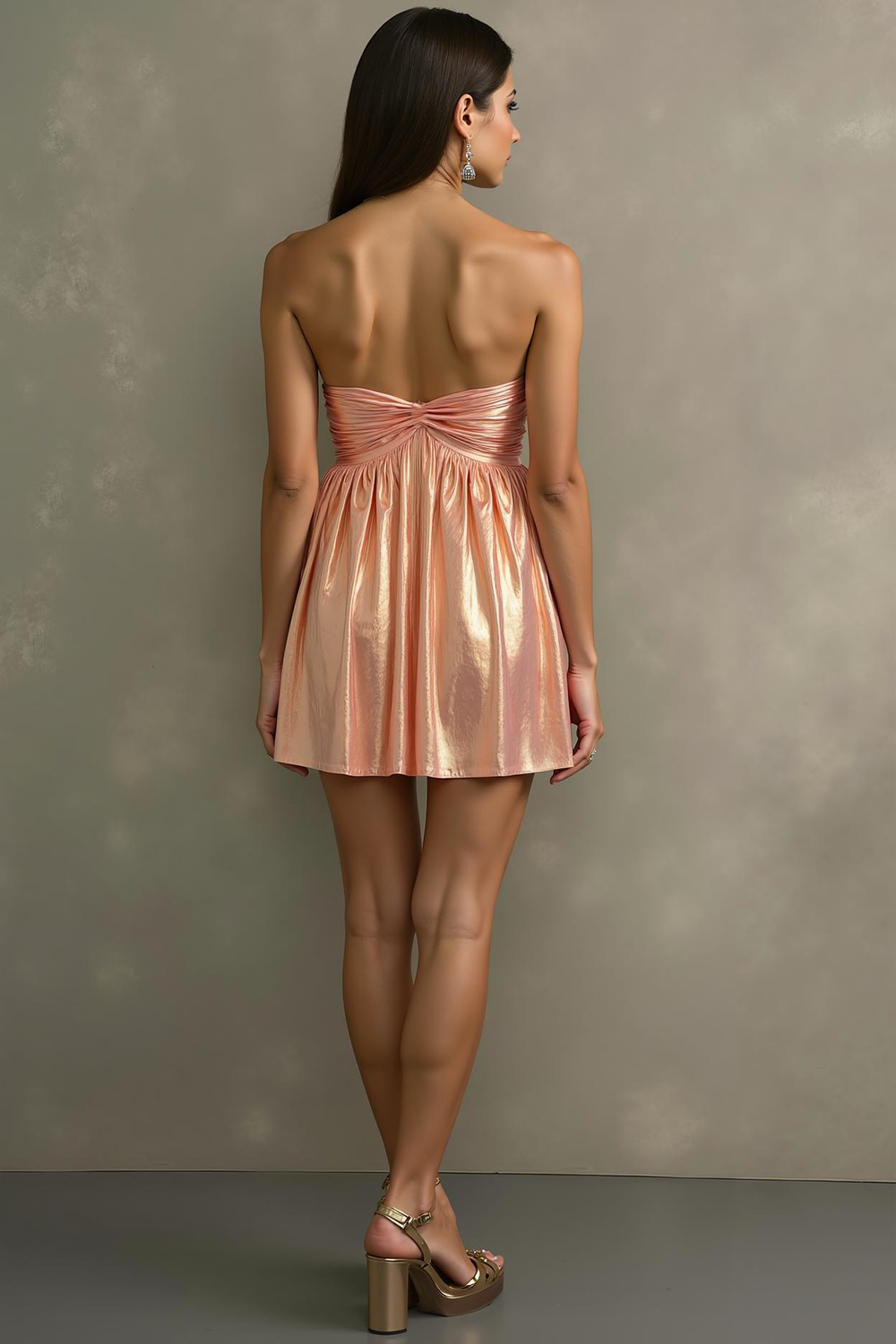 Metallic Light Pink A Line Sweetheart Short Homecoming Dress