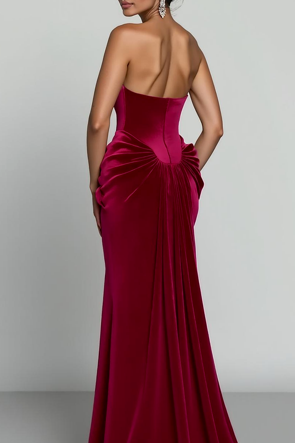 Sweetheart Mermaid Long Cabernet Velvet Formal Dress