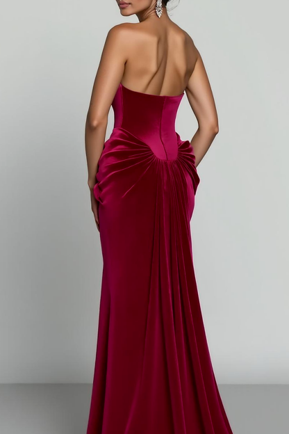 Sweetheart Mermaid Long Cabernet Velvet Formal Dress