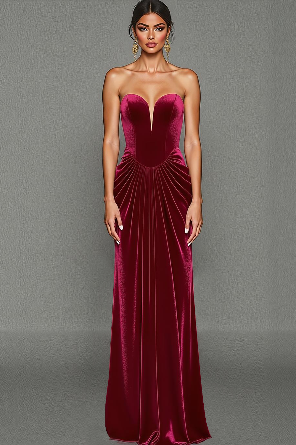 Sweetheart Mermaid Long Cabernet Velvet Formal Dress