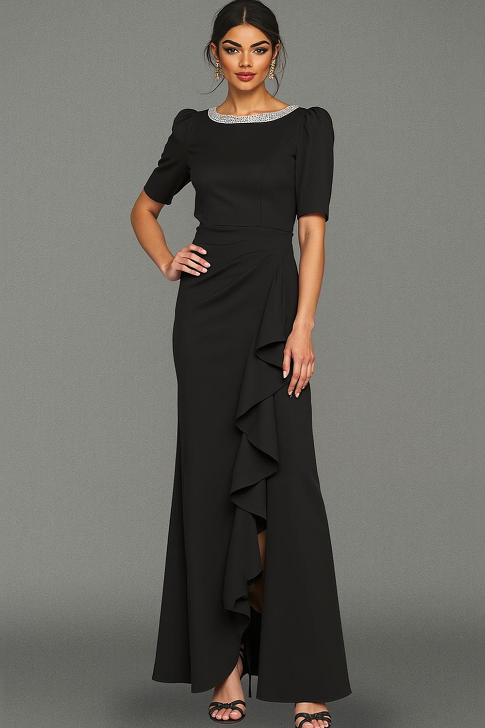 black military ball dresses Cheap Black Beaded Prom Dresses Long A Line Formal Military Ball Gowns  APD3328