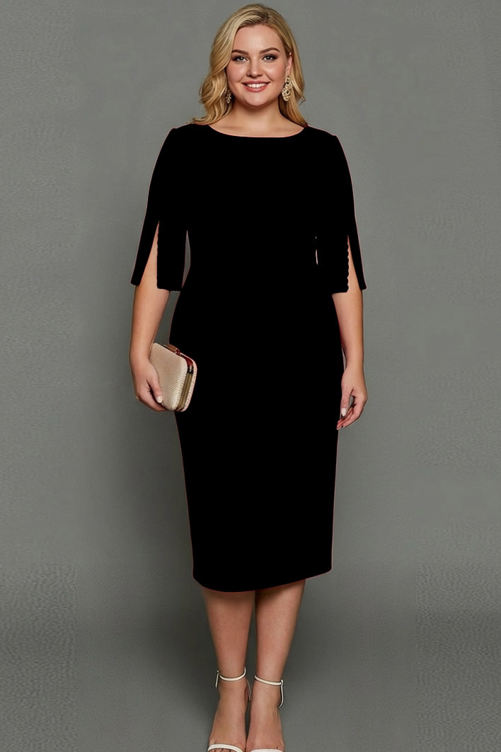 Midi Sheath Bateau Neck White Formal Dress