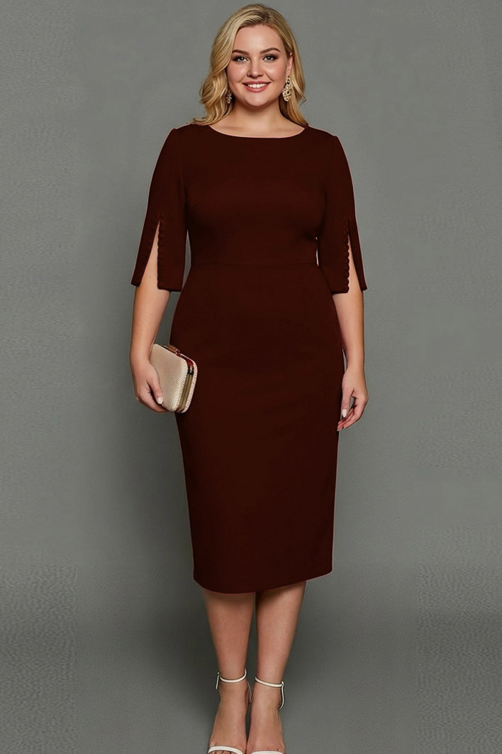 Midi Sheath Bateau Neck White Formal Dress