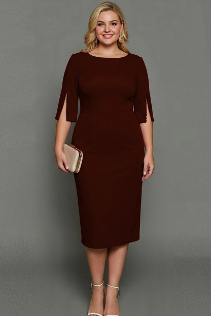 Midi Sheath Bateau Neck White Formal Dress