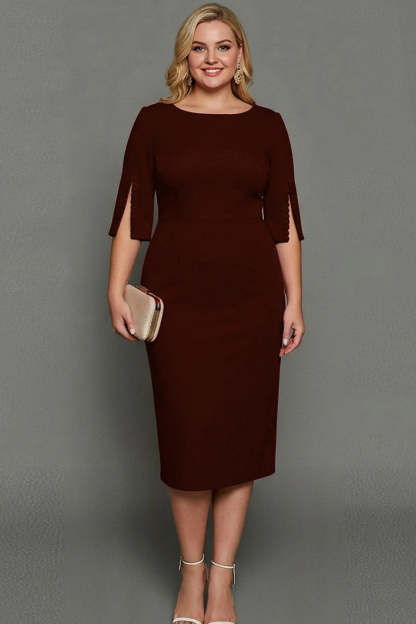 Midi Plus Size Sheath Bateau Neck White Formal Dress