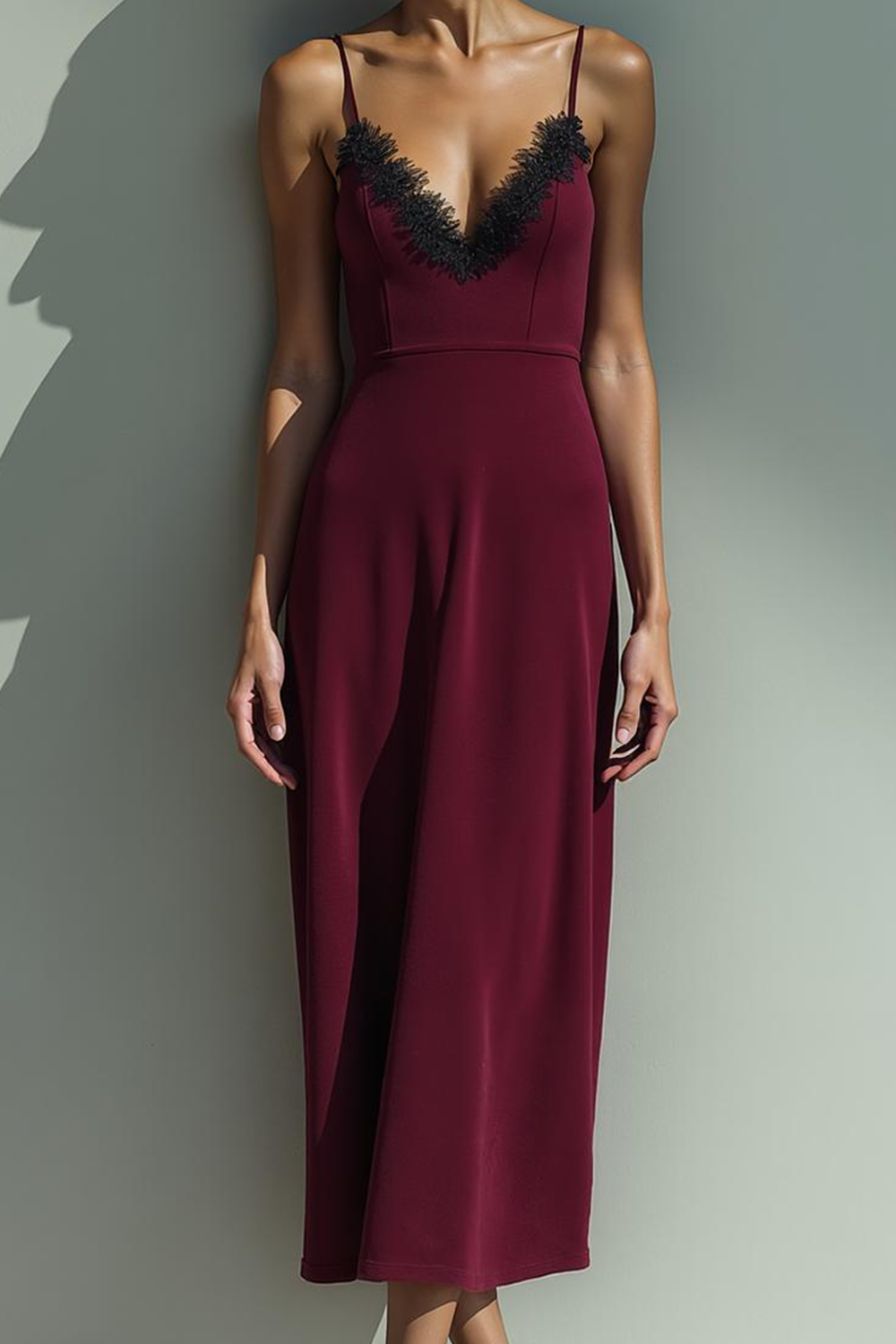 Cabernet Sheath Spaghetti Straps Long Evening Dress