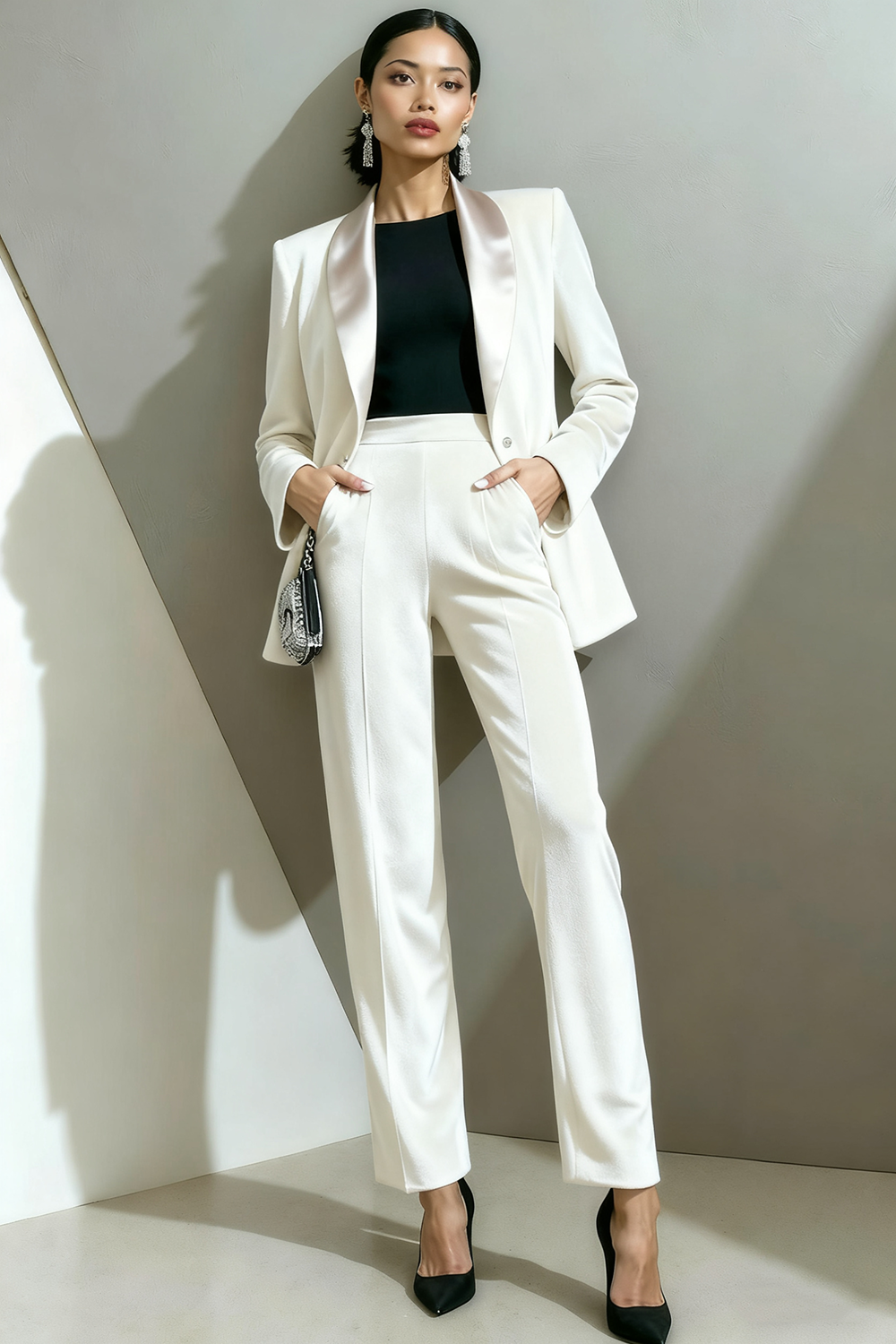 Olive Shawl Lapel Velvet 2 Piece Business Suit