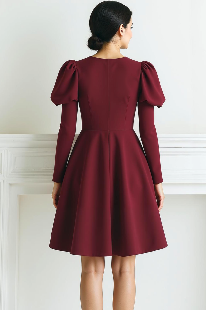 Cabernet Midi A Line Formal Dress with Sleeves