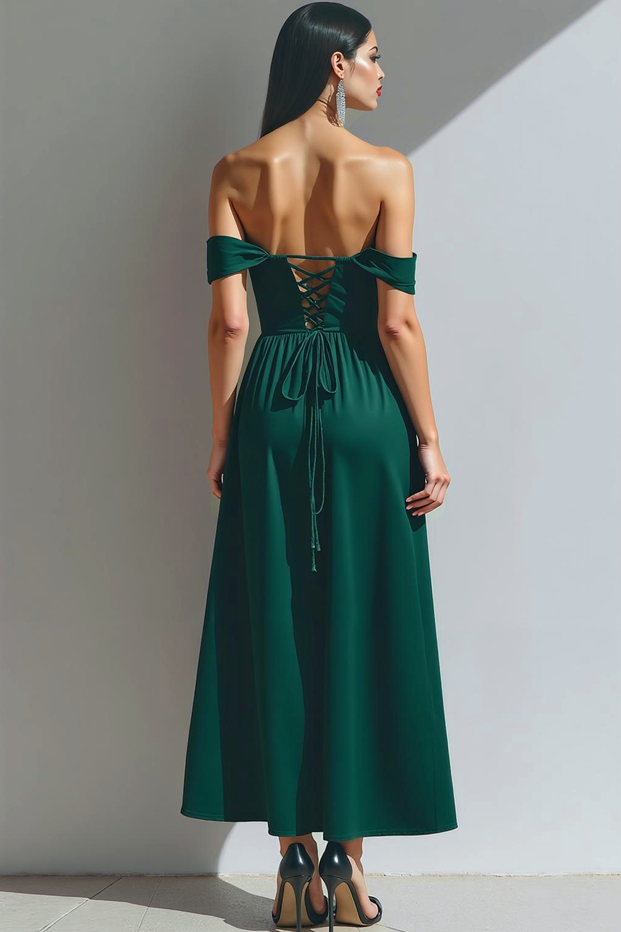 Dark Green Corset Sheath Velvet Maxi Evening Dress with Pockets