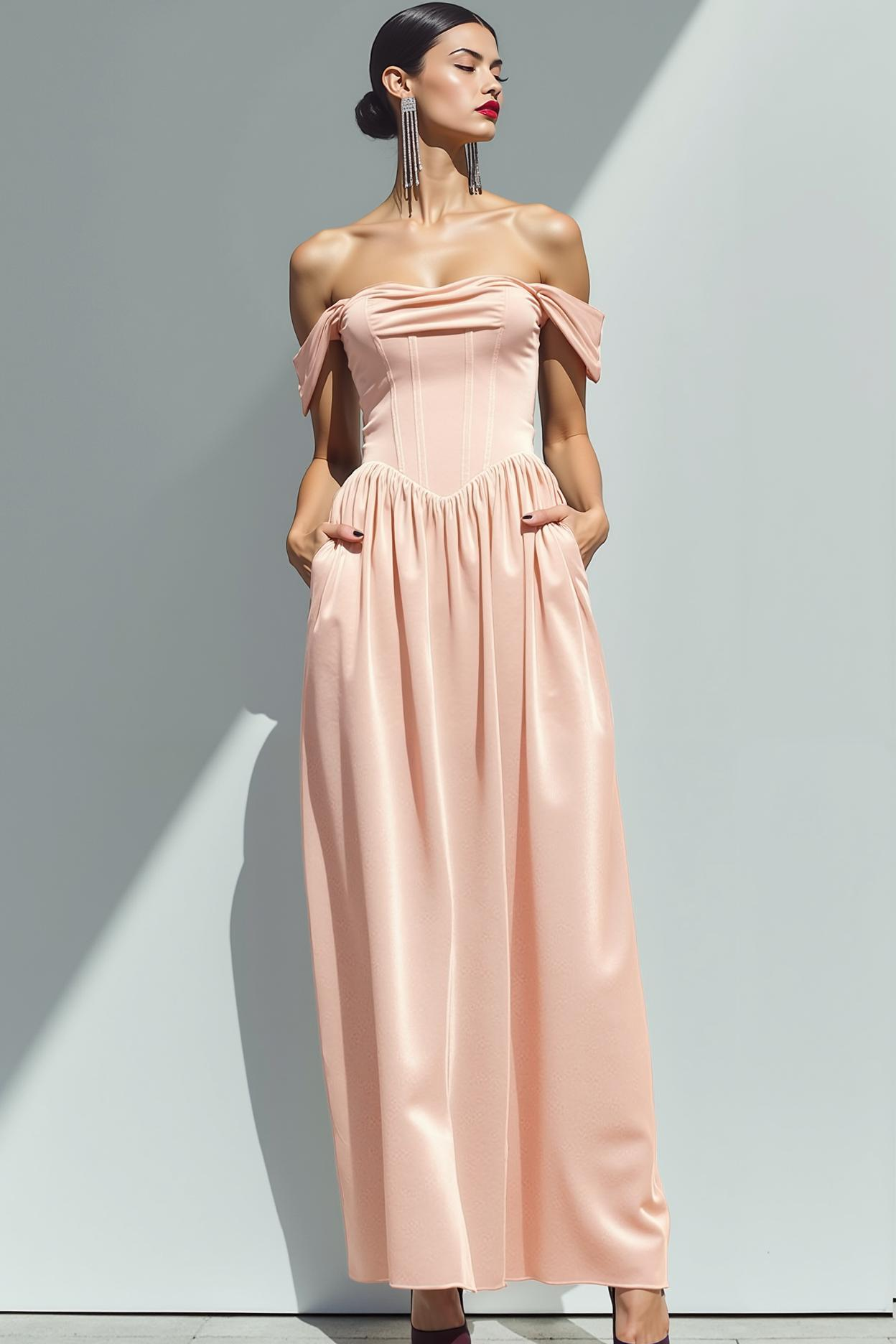 Dark Green Corset Sheath Velvet Maxi Evening Dress with Pockets