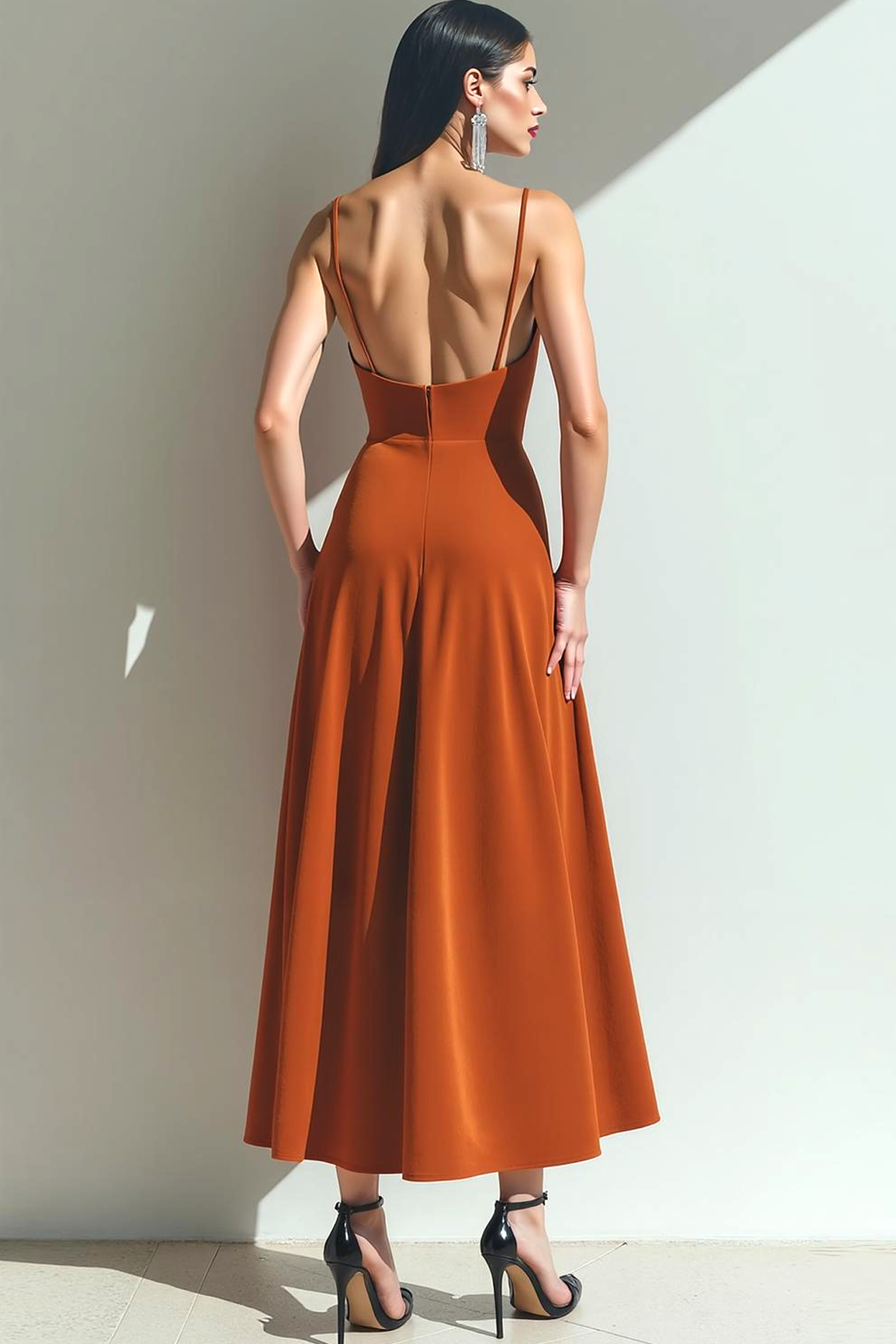 paprika bridesmaid dresses Azazie | A pop of to make your squad stand out!   Are you using this color for your wedding? Let us know by dropping your wedding date A basque waist and lace Leely Women Paprika Velvet Long