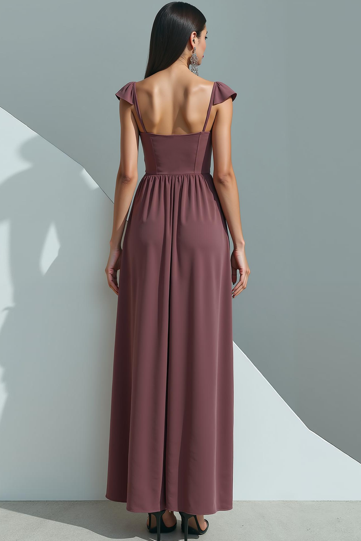 Desert Rose Corset Velvet Sheath Long Evening Dress with Slit