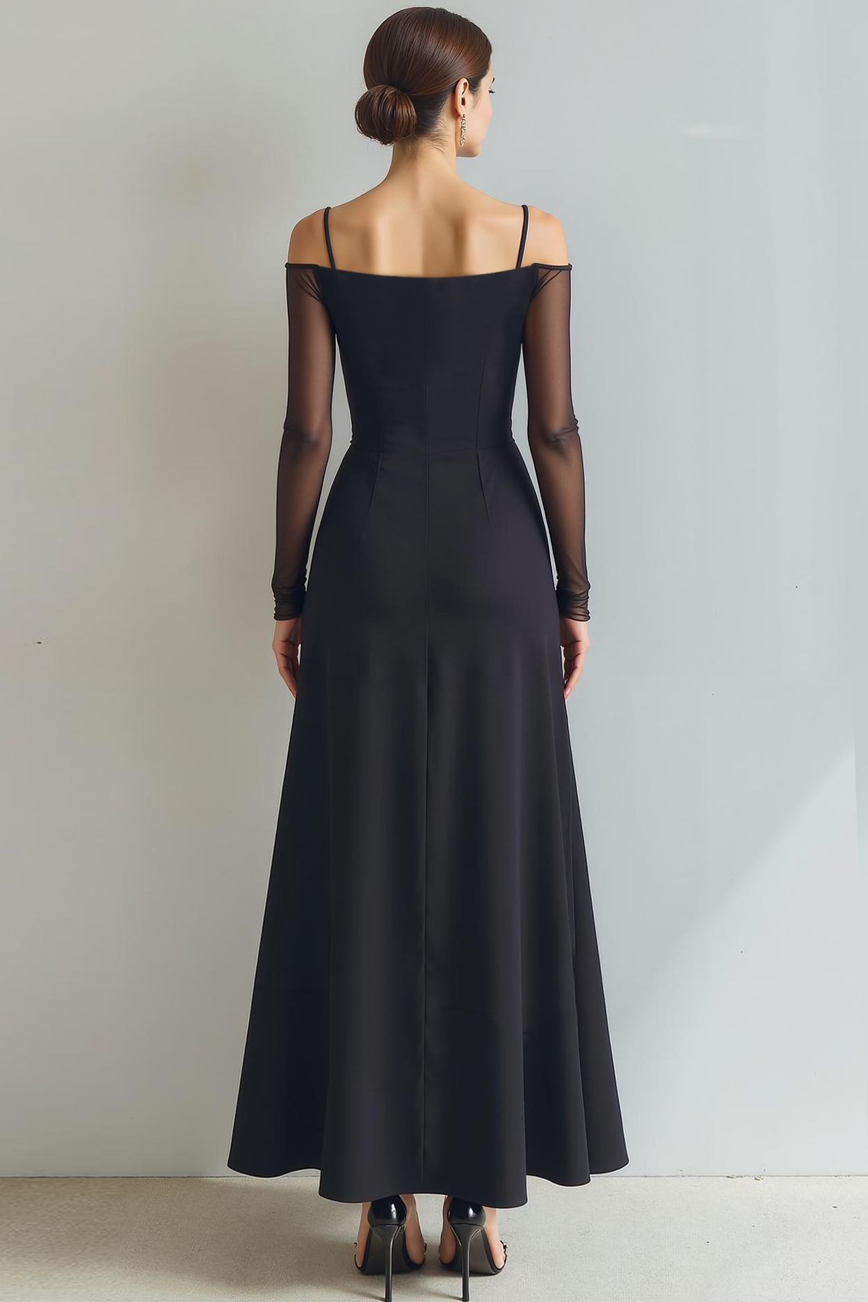 Black Cold Shoulder Mermaid Long Formal Dress
