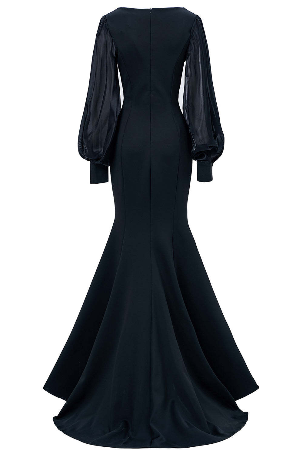 Black Mermaid Illusion Boat Neck Long Mother of the Bride Dress with Appliques