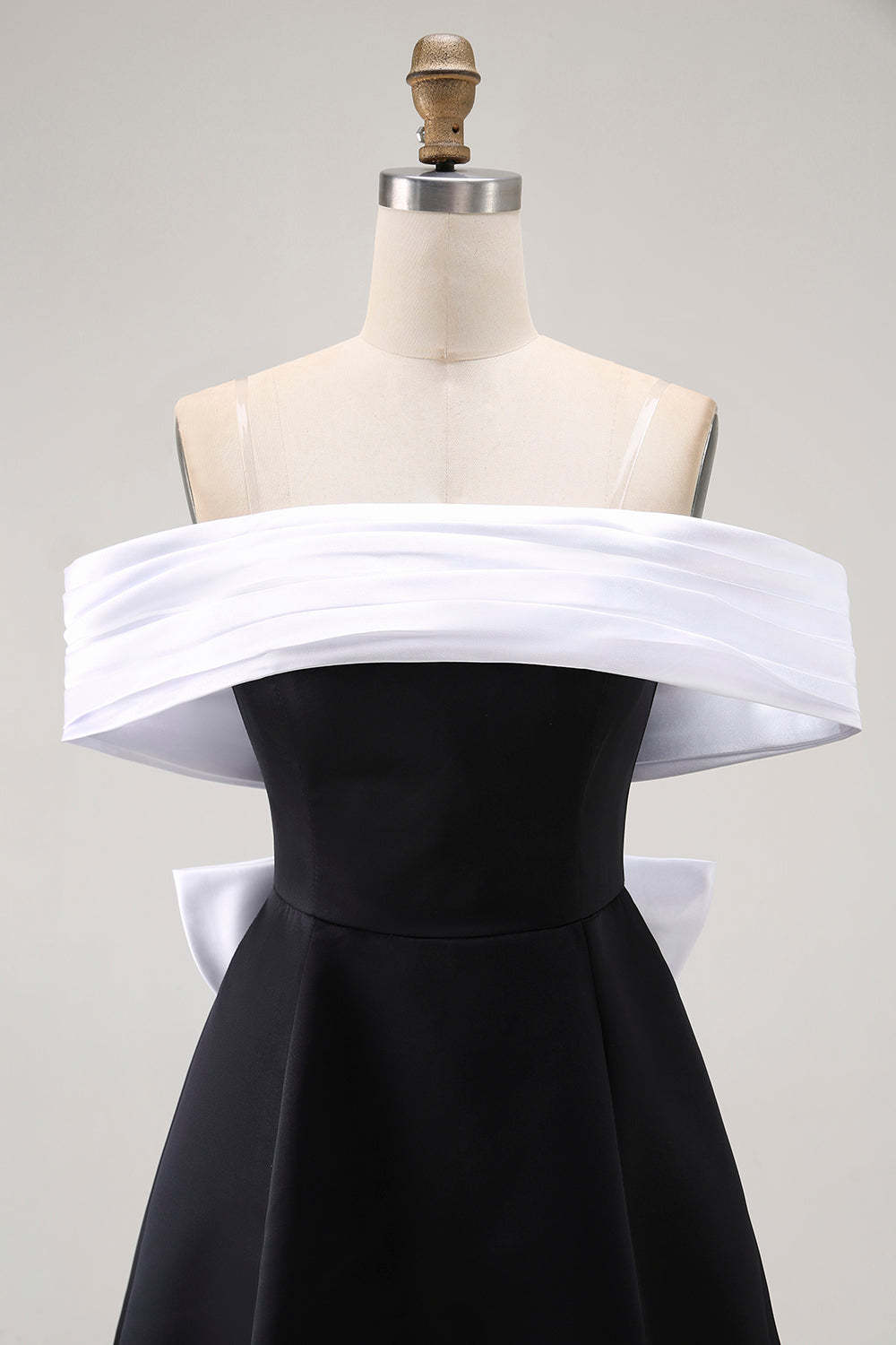 Black Off the Shoulder A Line Short Homecoming Dress with Bow